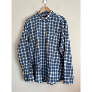 UNTUCKIT Mens XXL Plaid Button Down Shirt Blue White
